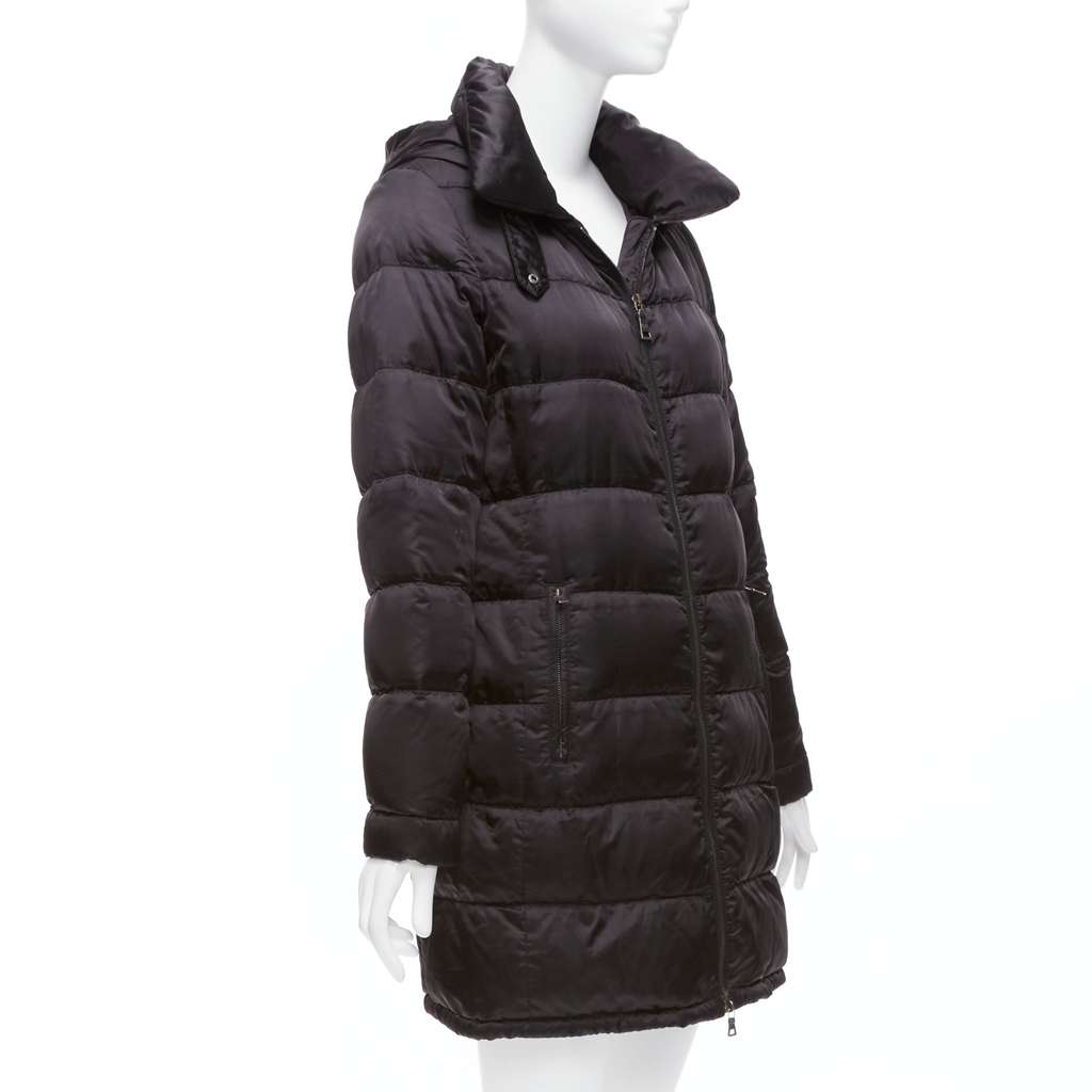 Prada Black Quilted Puffer Coat Black Fair - Model View