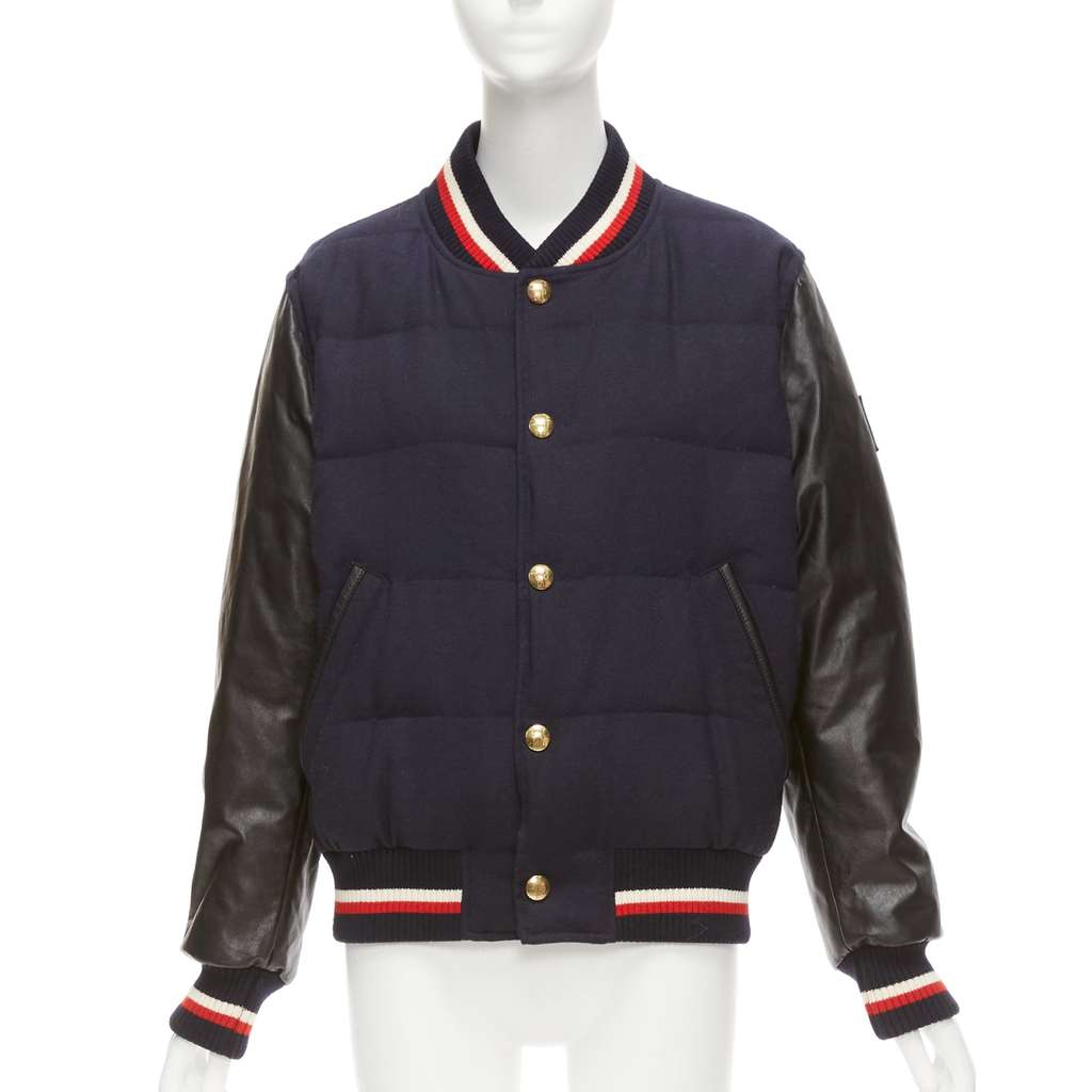 Moncler Navy Wool Bomber Jacket Black Wool Very good - Inside View