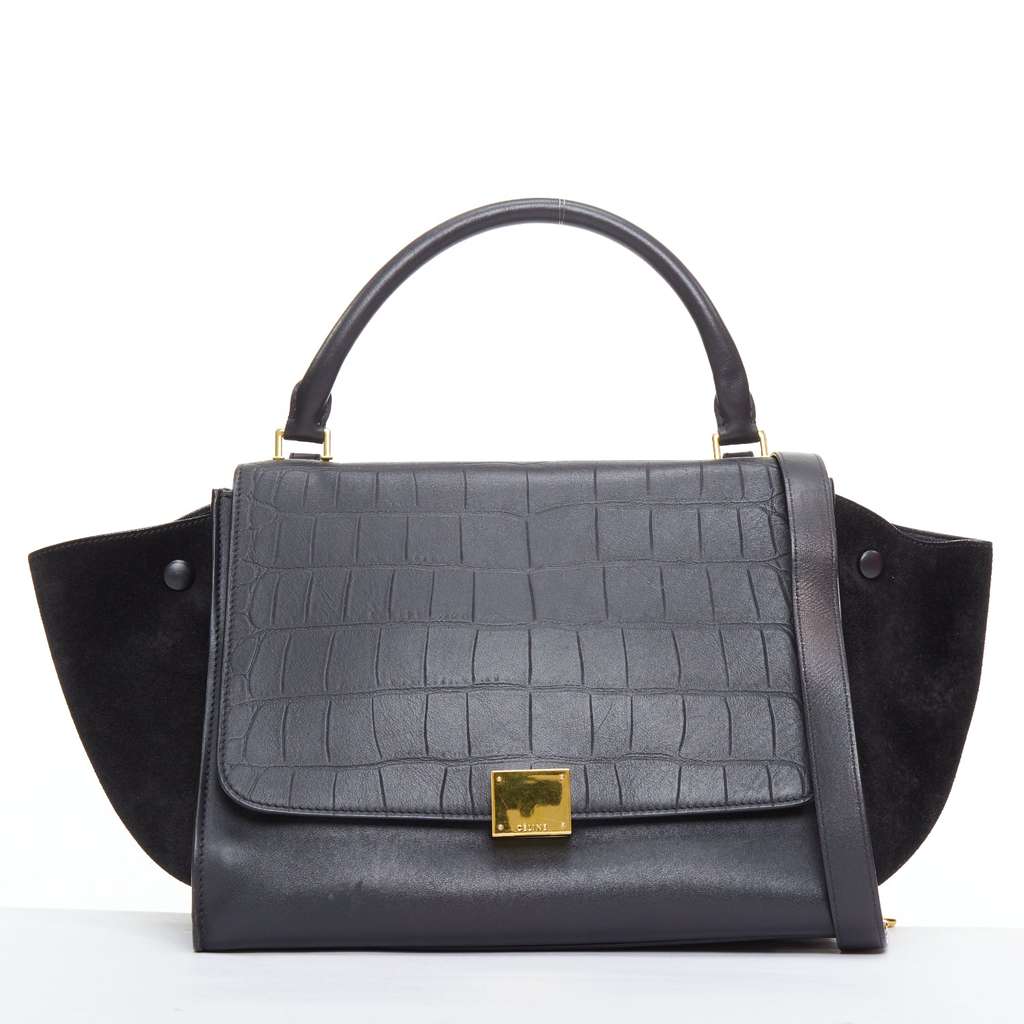 Celine Trapeze Black Leather Good - Front View