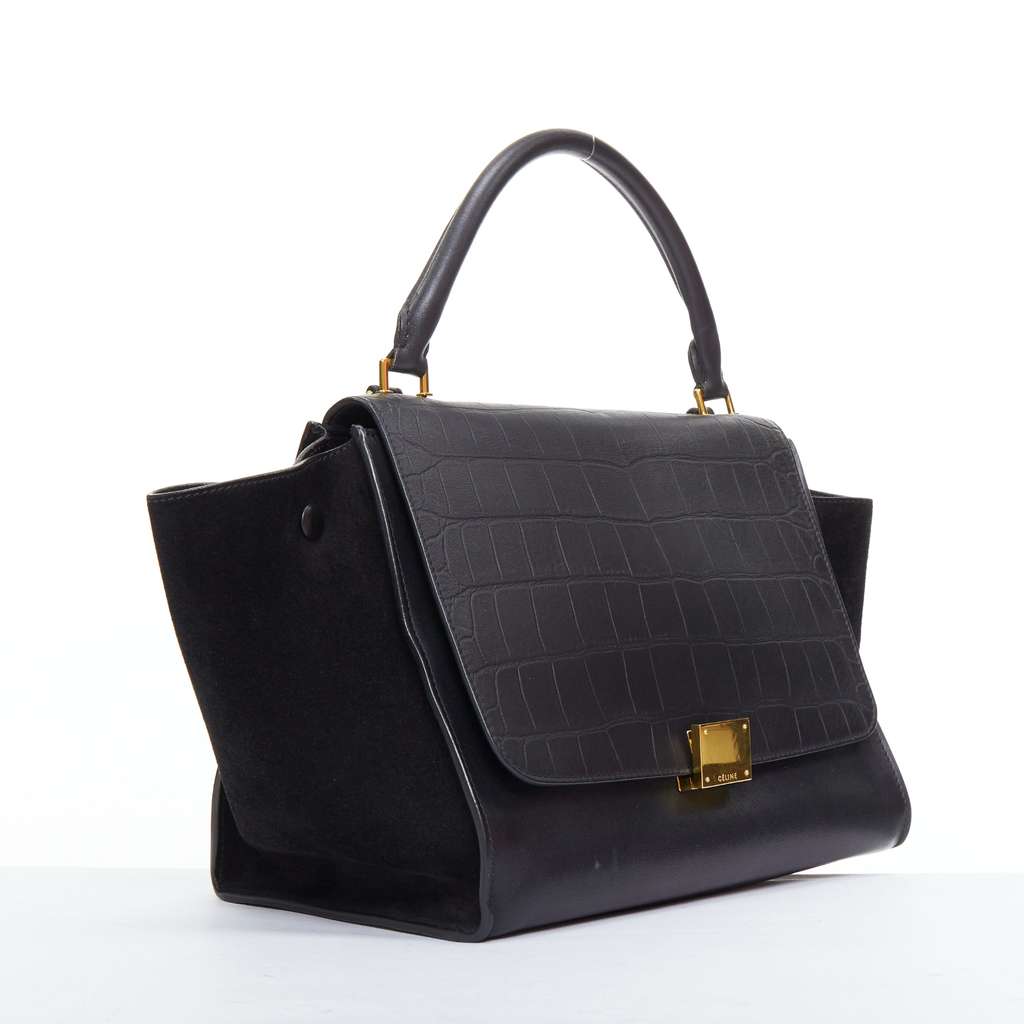 Celine Trapeze Black Leather Good - Inside View
