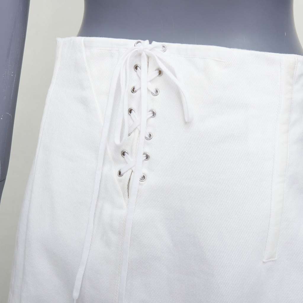 Prada Lace Denim Skirt White Cotton Very good - Back View