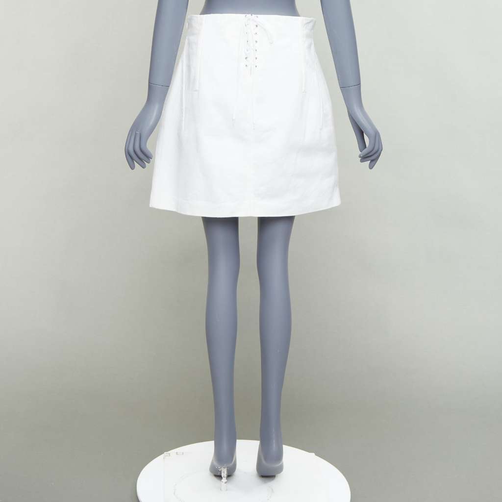 Prada Lace Denim Skirt White Cotton Very good - Box View