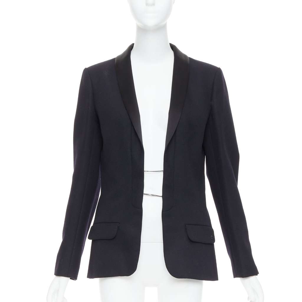 Chanel Wool Tuxedo Blazer Black Wool Never worn, with tag - Front View