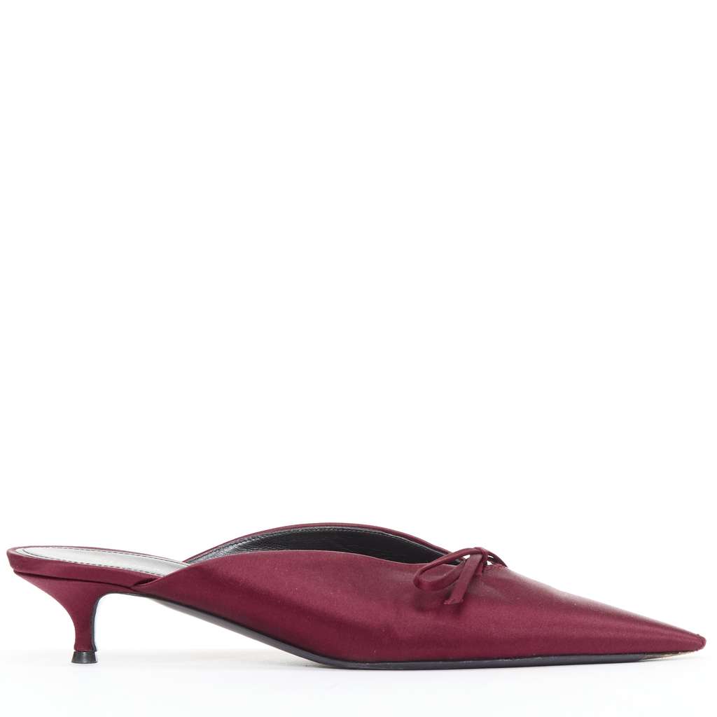 Balenciaga Knife Mules Burgundy Silk Very good - Front View