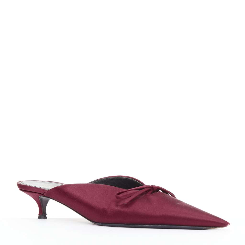 Balenciaga Knife Mules Burgundy Silk Very good - Back View