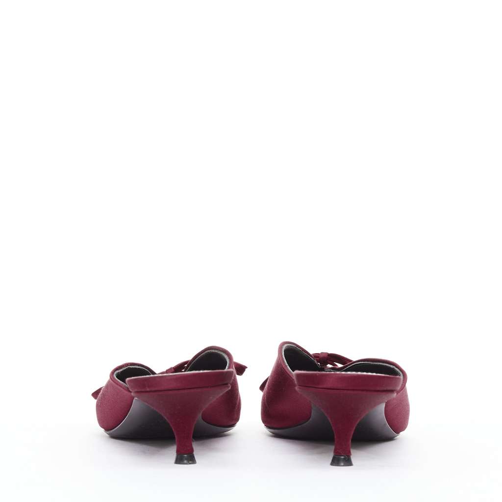 Balenciaga Knife Mules Burgundy Silk Very good - Box View