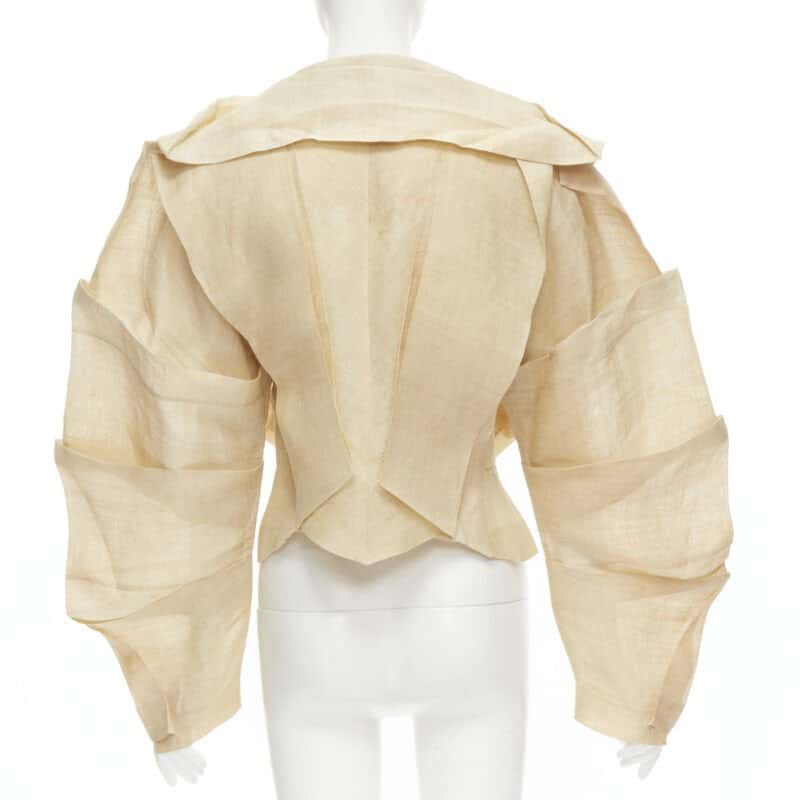 Issey Miyake Pleated Linen Jacket Beige Linen Good - Box View