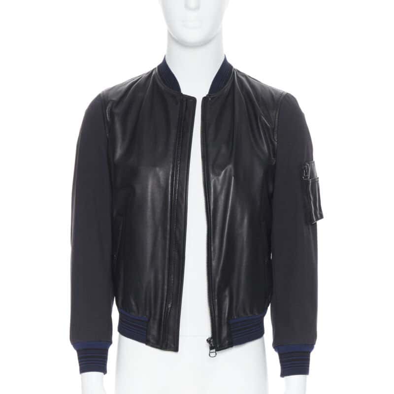 Lanvin Black Leather MA1 Bomber Black Leather Very good - Front View