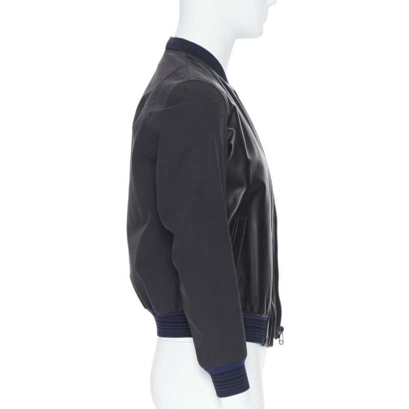 Lanvin Black Leather MA1 Bomber Black Leather Very good - Model View