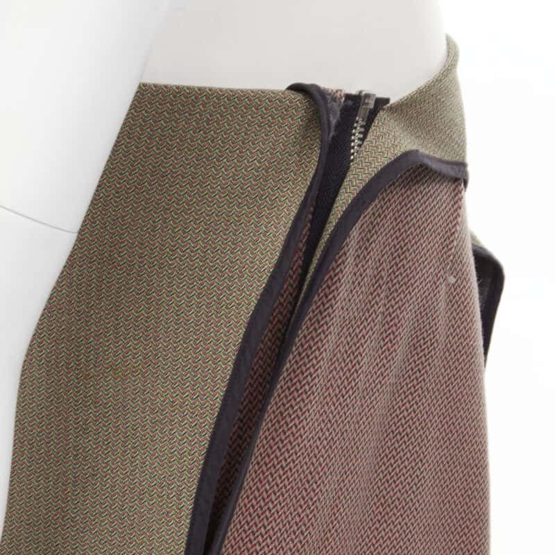 Junya Watanabe Asymmetric Mini Skirt Green Wool Very good condition - Back View