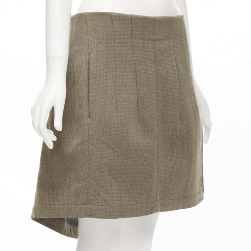 Junya Watanabe Asymmetric Mini Skirt Green Wool Very good condition - Model View