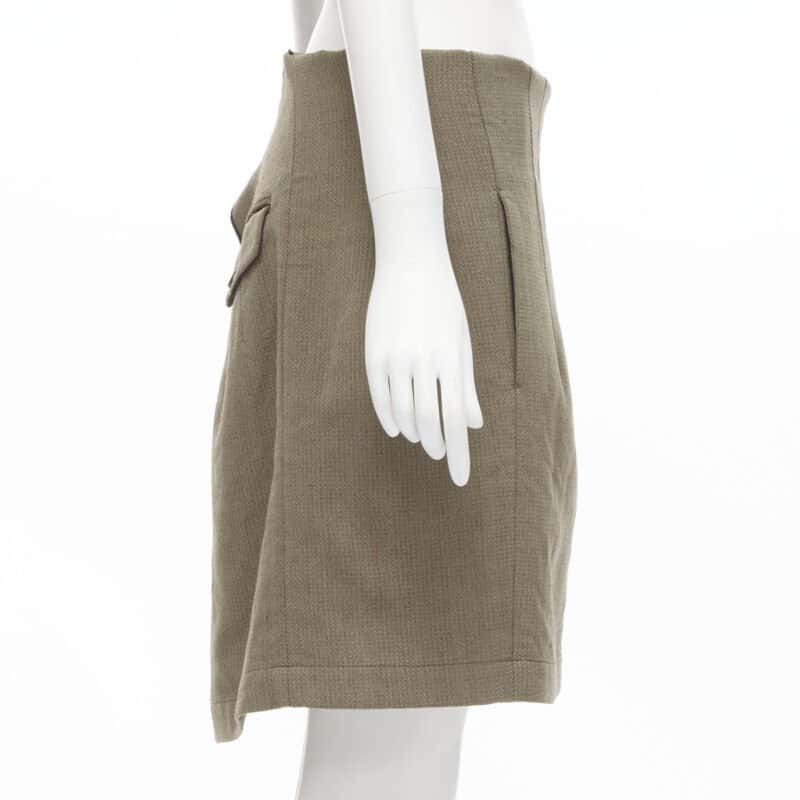 Junya Watanabe Asymmetric Mini Skirt Green Wool Very good condition - Box View