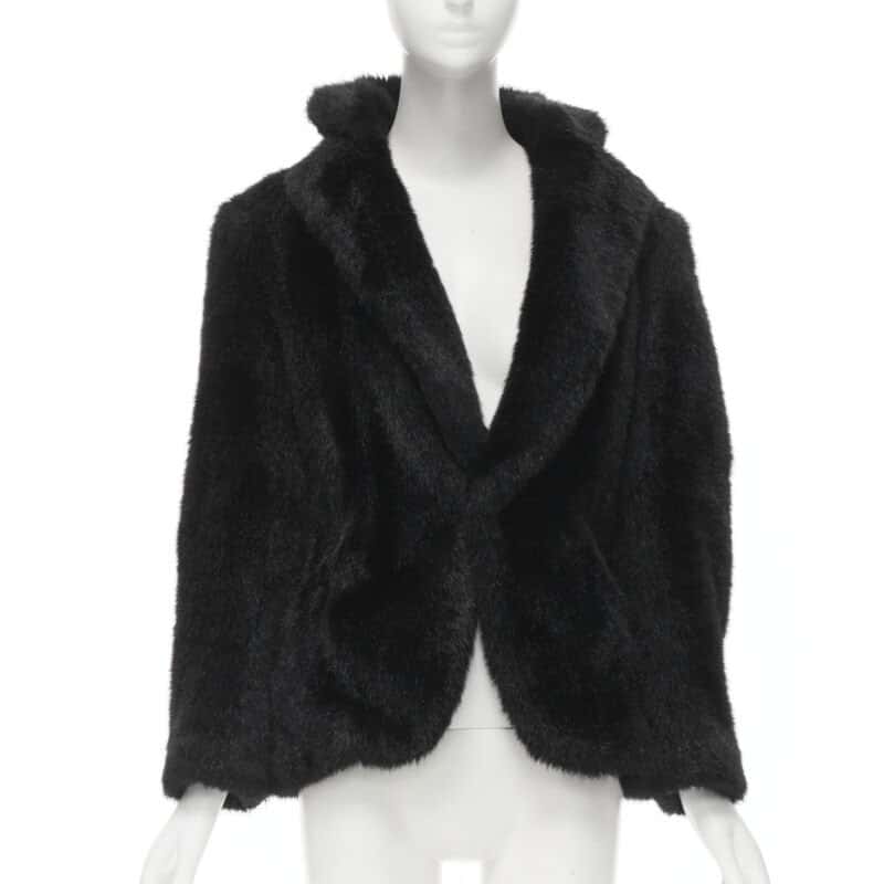 Junya Watanabe Faux Fur PVC Blazer Coat Black Polyester Never worn - Front View