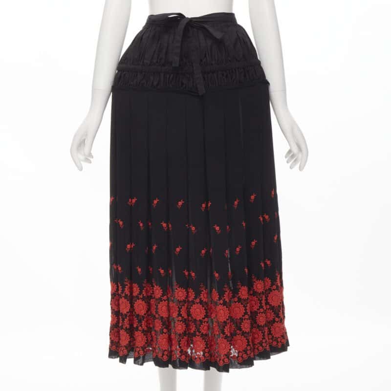 Comme Des Garcons Floral Peplum Skirt Black Polyester Never worn - Front View