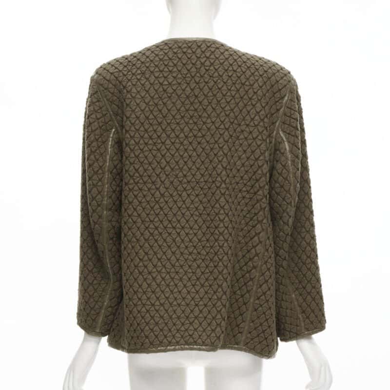 Issey Miyake Brown Cloque Leather Jacket Brown Wool Good - Box View