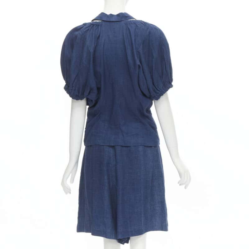 Comme Des Garcons Ruched Shorts Set Blue Linen Very good - Box View
