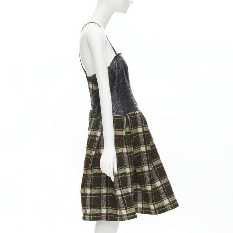 Junya Watanabe Tweed Cocktail Dress Green Tweed Very good - Model View