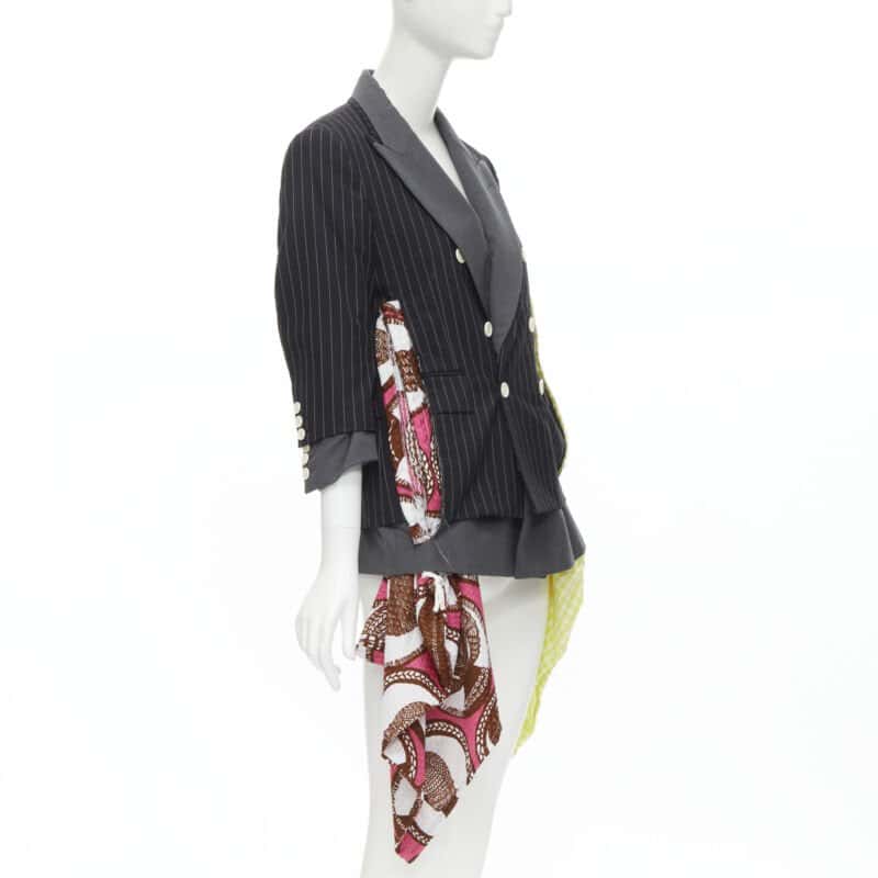 Comme Des Garcons Draped Pinstripe Blazer Grey Wool Very good - Inside View