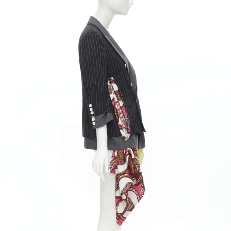 Comme Des Garcons Draped Pinstripe Blazer Grey Wool Very good - Model View