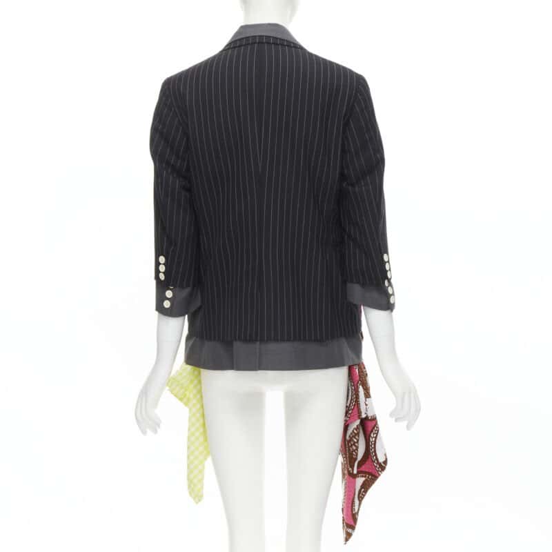 Comme Des Garcons Draped Pinstripe Blazer Grey Wool Very good - Box View