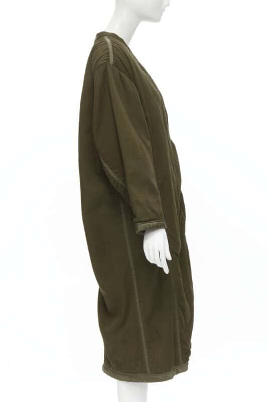 Issey Miyake Green Oversized Shoulder Coat Green Cotton Very good - Model View