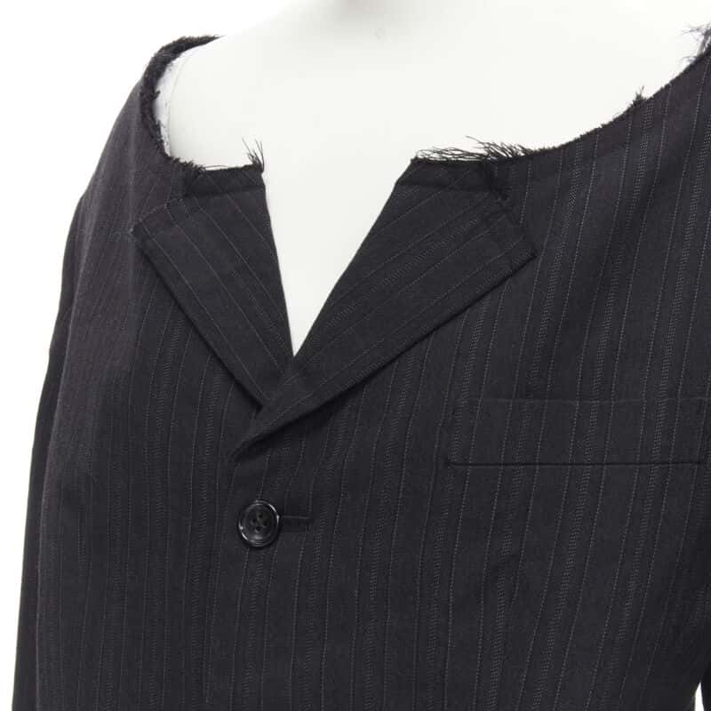 Comme Des Garcons Grey Pinstripe Boxy Coat Grey Wool Never worn - Back View