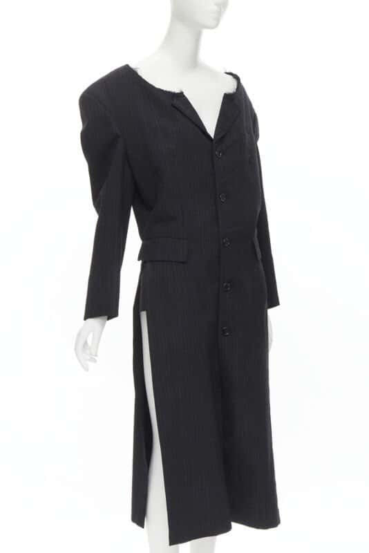 Comme Des Garcons Grey Pinstripe Boxy Coat Grey Wool Never worn - Inside View