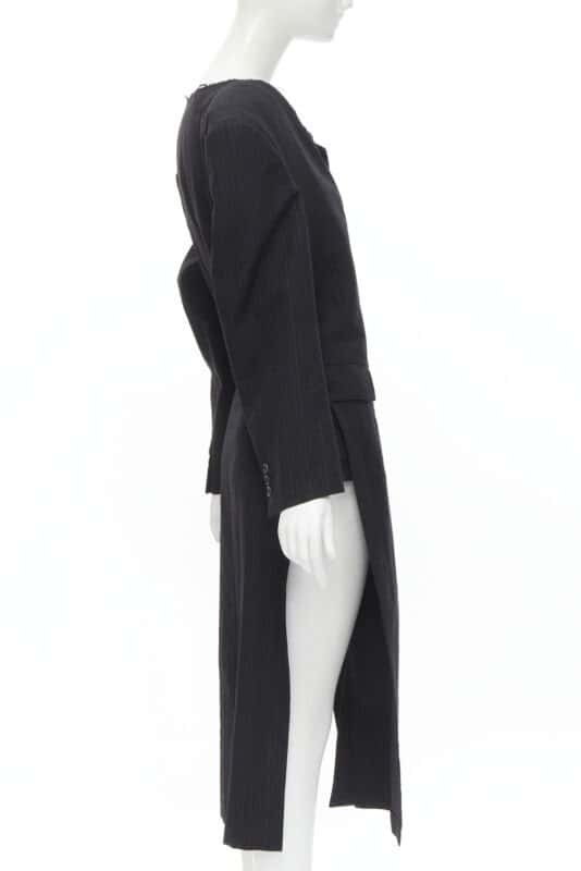 Comme Des Garcons Grey Pinstripe Boxy Coat Grey Wool Never worn - Model View
