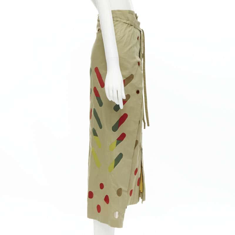 Issey Miyake Colorful Panel Skirt Beige Cotton Never worn - Model View