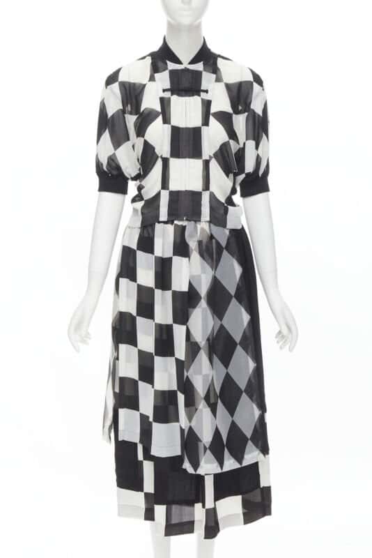 Comme Des Garcons Checkered Bomber Skirt Black Polyester Very good - Front View
