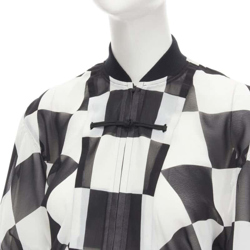Comme Des Garcons Checkered Bomber Skirt Black Polyester Very good - Back View