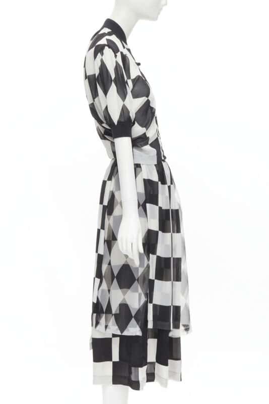 Comme Des Garcons Checkered Bomber Skirt Black Polyester Very good - Model View