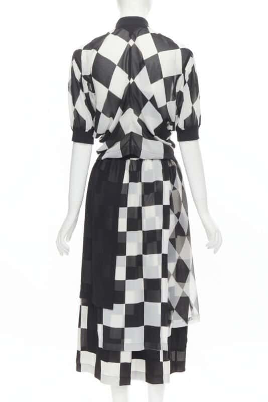 Comme Des Garcons Checkered Bomber Skirt Black Polyester Very good - Box View