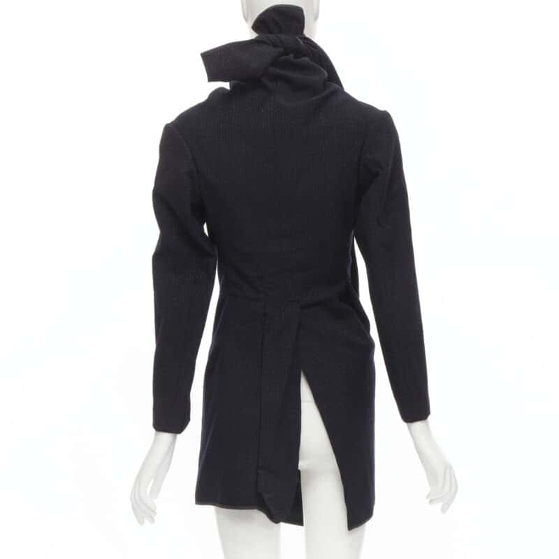 Comme Des Garcons Pinstripe Wrap Coat Black Wool Never worn - Box View
