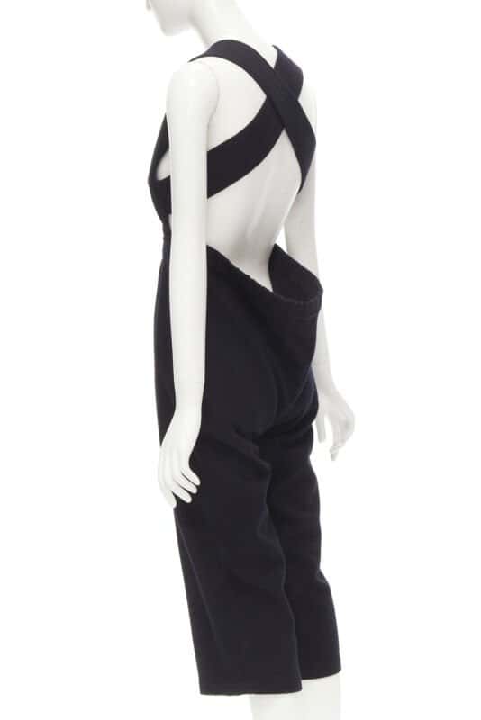 Comme Des Garcons Wool Cropped Jumpsuit Black Polyester Good - Front View