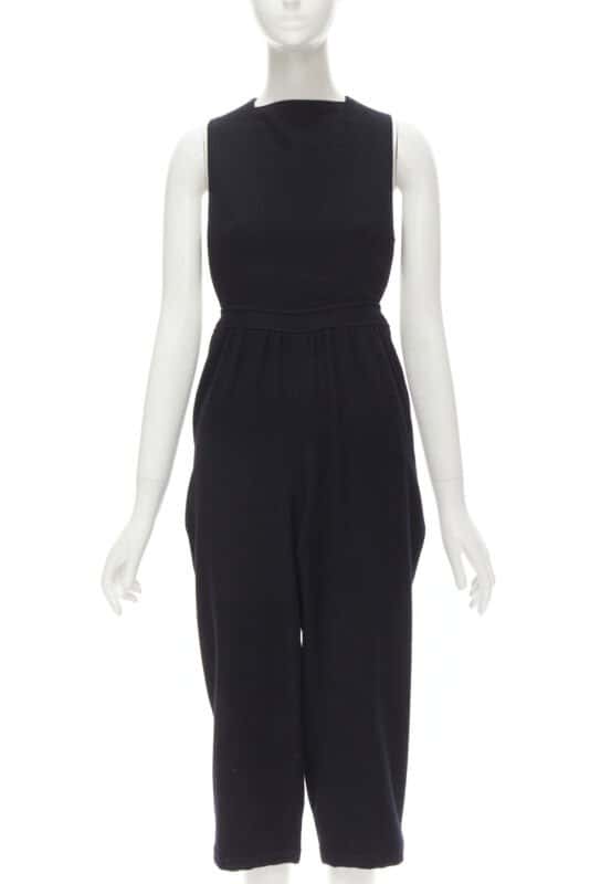Comme Des Garcons Wool Cropped Jumpsuit Black Polyester Good - Inside View