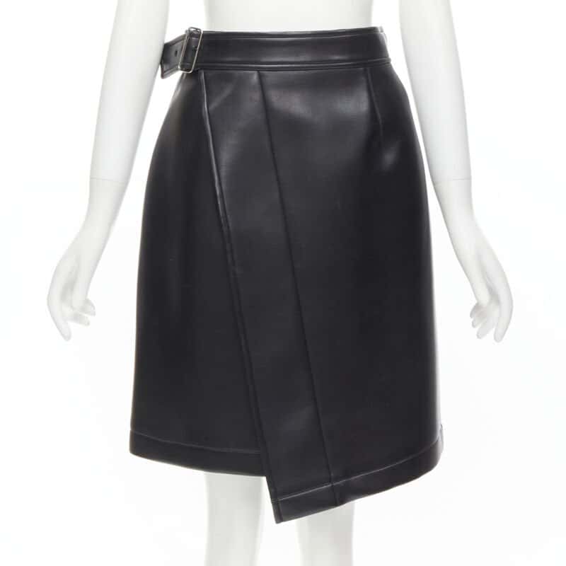 Comme Des Garcons Leather Wrap Skirt Black Polyester Good - Front View