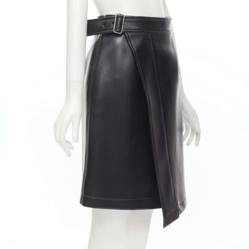 Comme Des Garcons Leather Wrap Skirt Black Polyester Good - Inside View