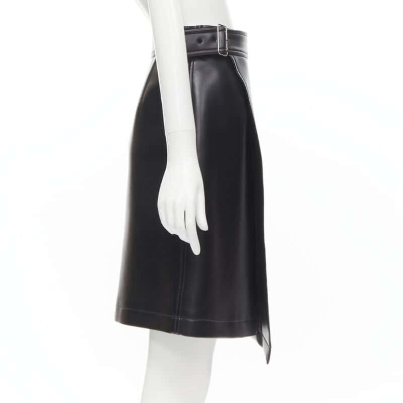 Comme Des Garcons Leather Wrap Skirt Black Polyester Good - Model View