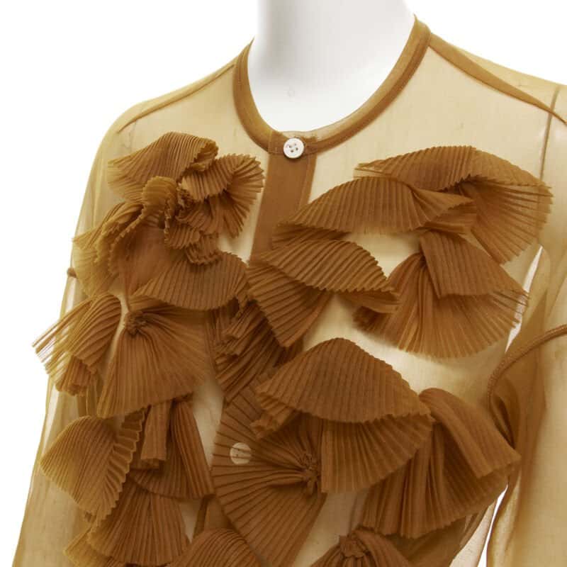 Comme Des Garcons Pleated Ruffle Shirt Brown Polyester Good - Back View