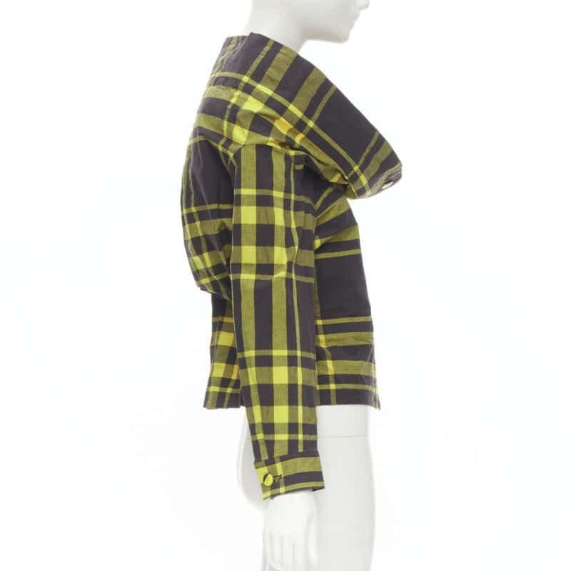 Issey Miyake Plaid Cotton Shirt Yellow Cotton Never worn - Model View