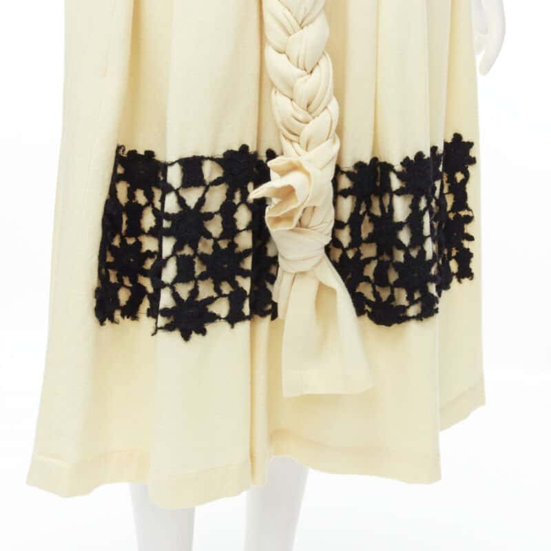 Comme Des Garcons Lattice Embroidery Skirt Beige Wool Never worn - Back View