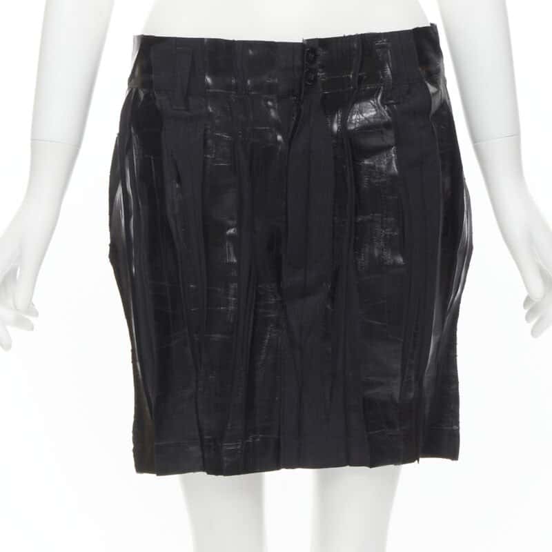 Issey Miyake Lacquered Mini Skirt Black Cotton Very good - Front View