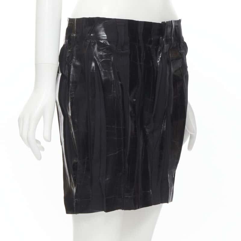 Issey Miyake Lacquered Mini Skirt Black Cotton Very good - Inside View