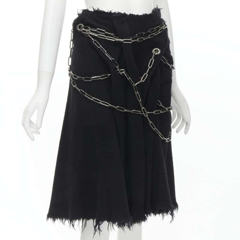 Junya Watanabe Punk Chain Skirt Black Wool Very good - Inside View