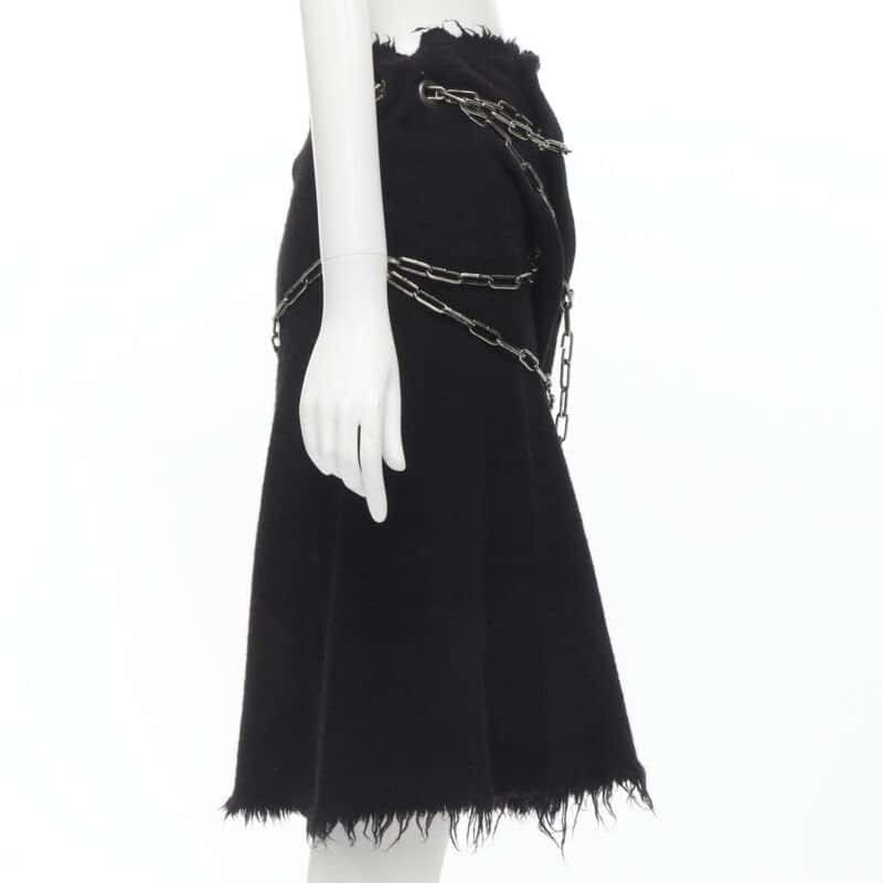 Junya Watanabe Punk Chain Skirt Black Wool Very good - Model View