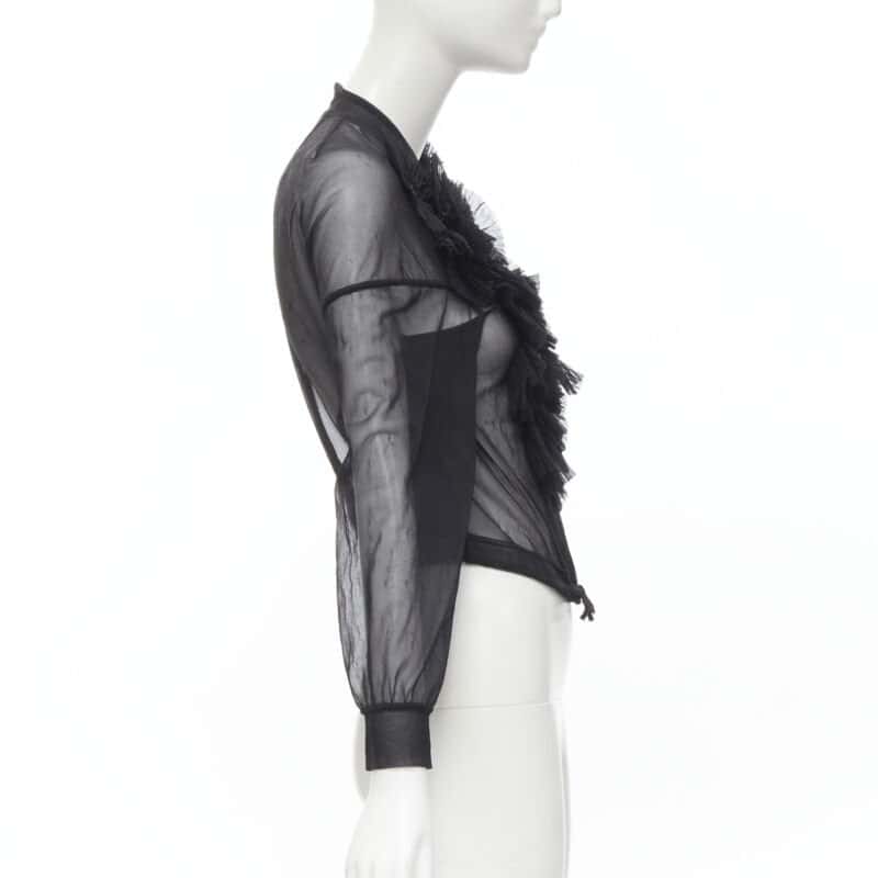 Comme Des Garcons Sheer Ruffle Bomber Jacket Black Polyester Good - Box View