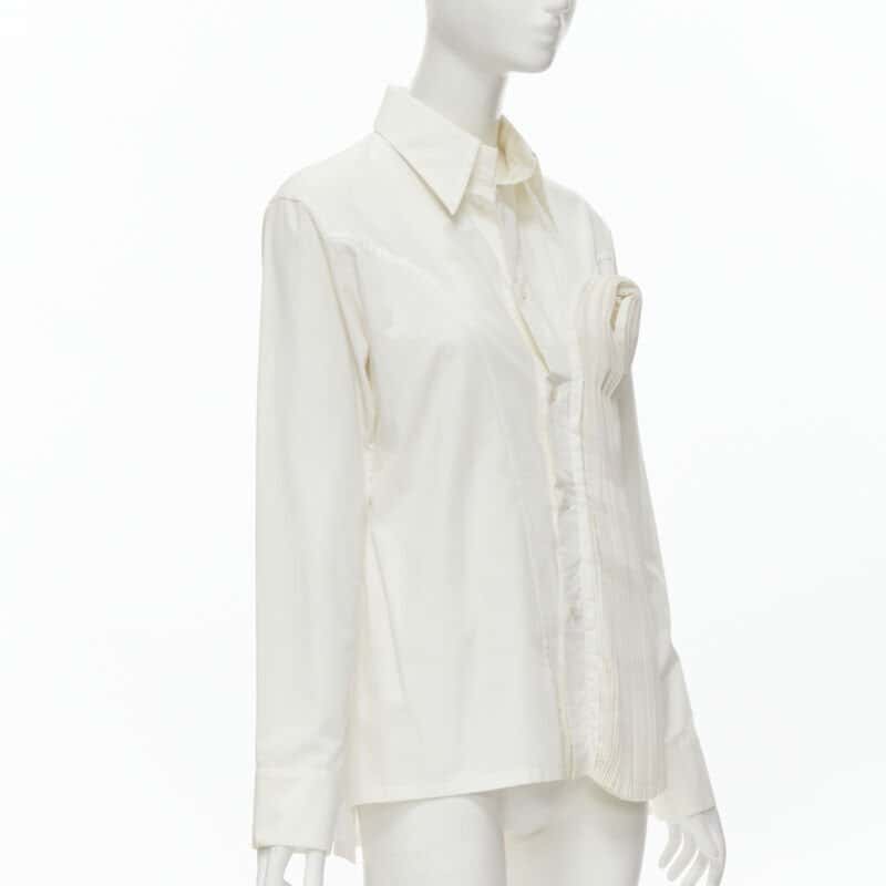 Yohji Yamamoto Knife Pleat Shirt White Cotton Good - Inside View
