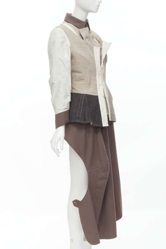 Comme Des Garcons Patchwork Jacket Skirt Beige Linen Very good - Inside View