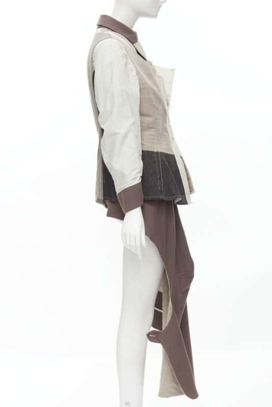 Comme Des Garcons Patchwork Jacket Skirt Beige Linen Very good - Model View
